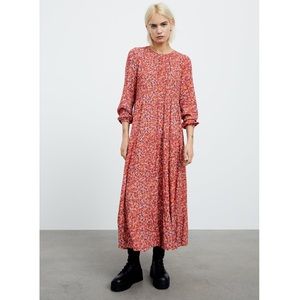 Zara Red Floral Midi Dress | sz XS